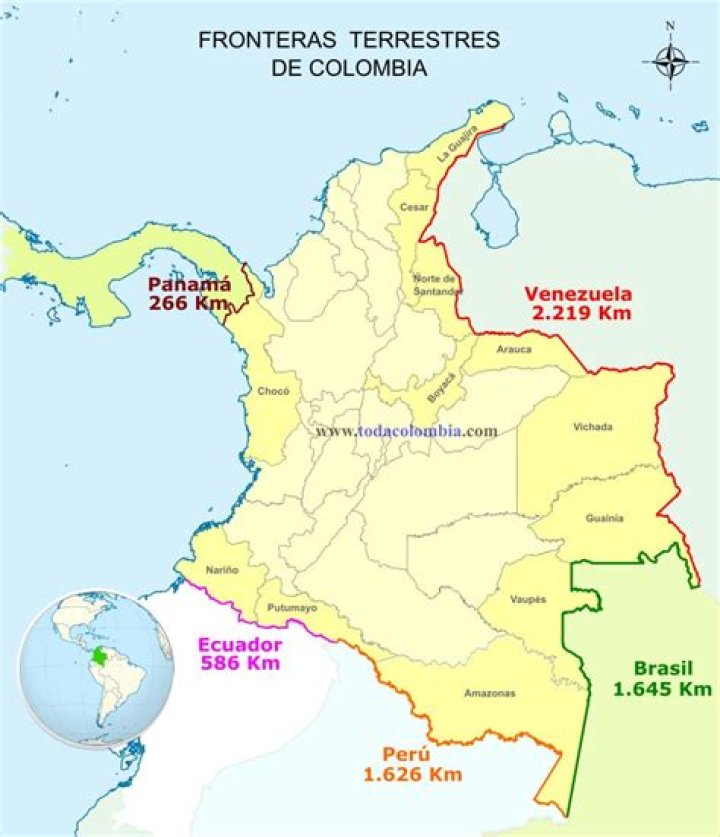 ¿Cuáles son los países que comparten frontera con Colombia