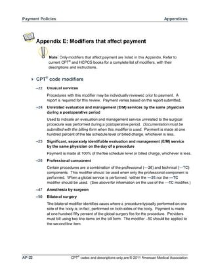 Do modifiers affect payment