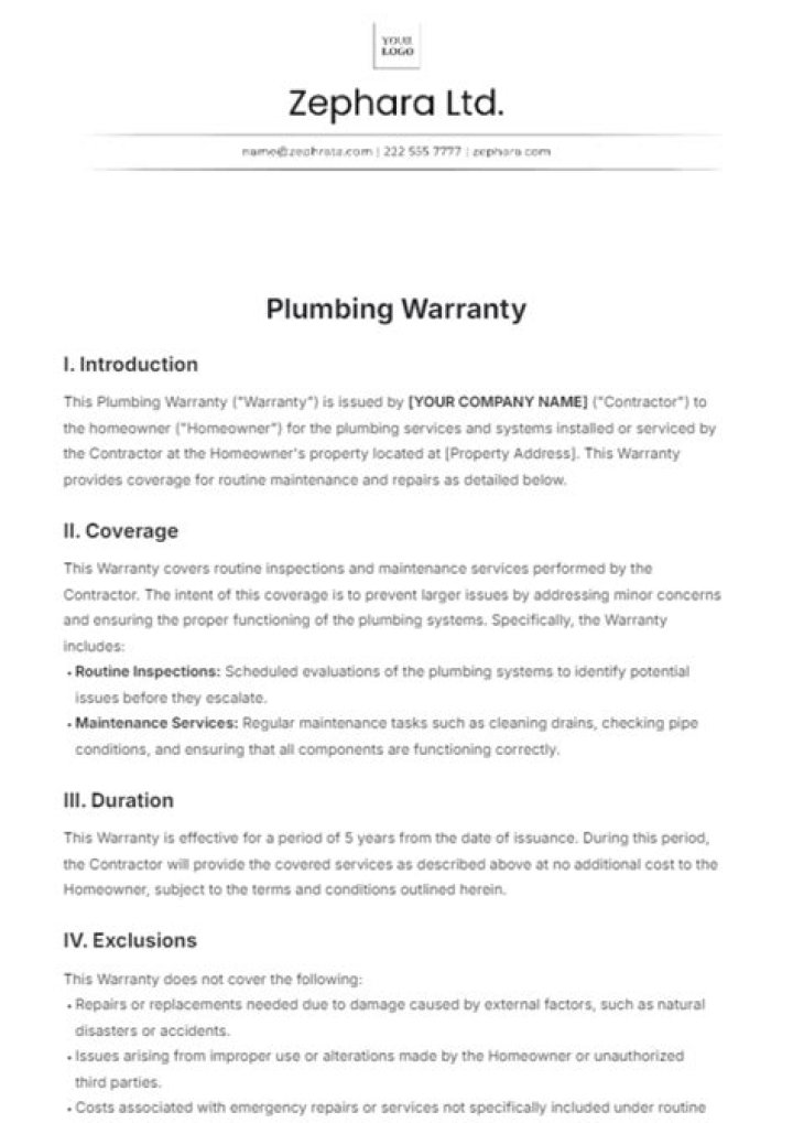 How long is plumbing warranty