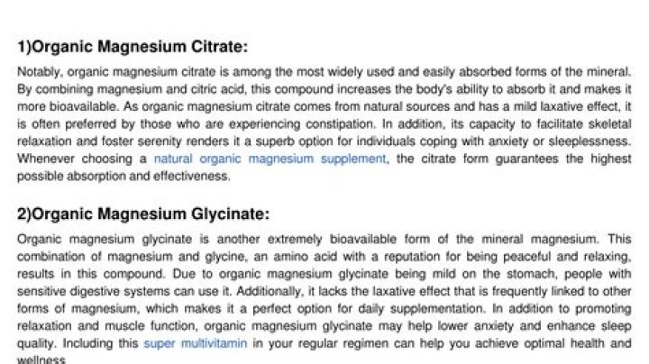 Is there organic magnesium