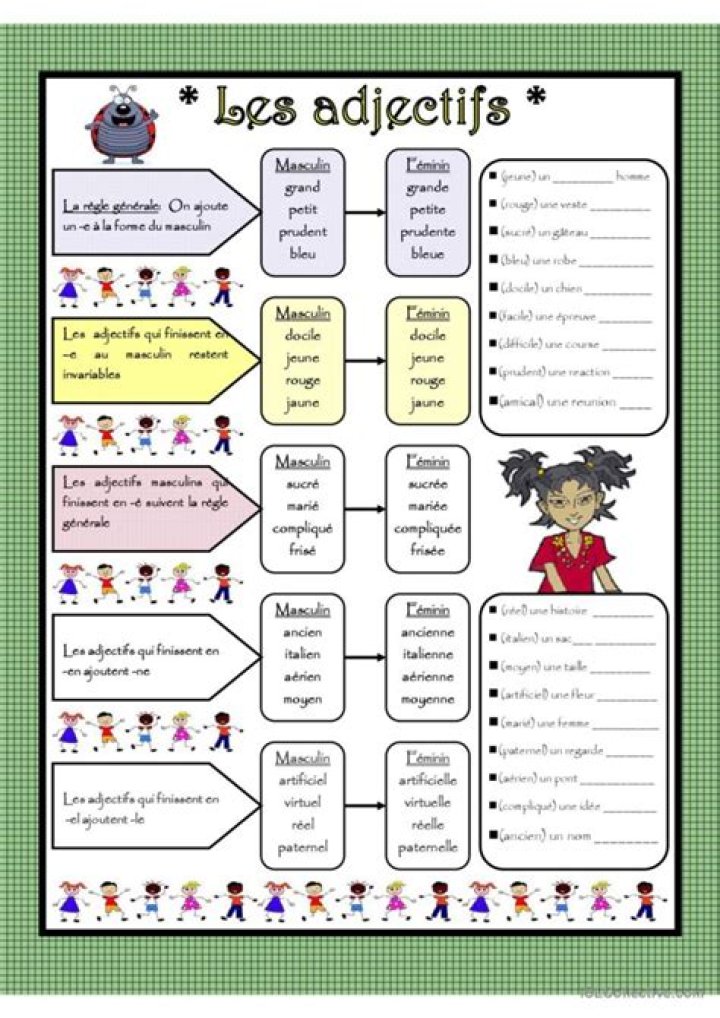 Quels sont les adjectifs