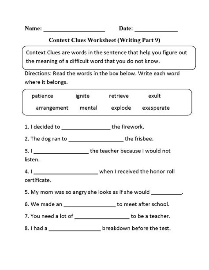 What are context clues worksheet