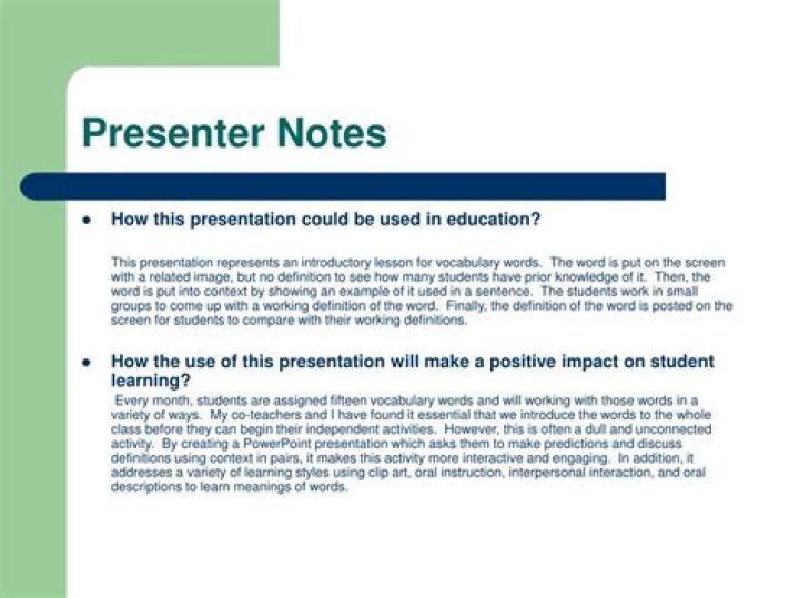 What are presenters notes