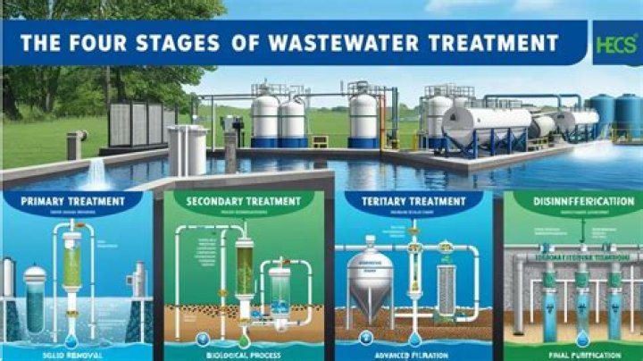 What are the four stages of wastewater treatment