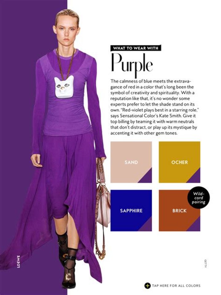 What goes with purple pants