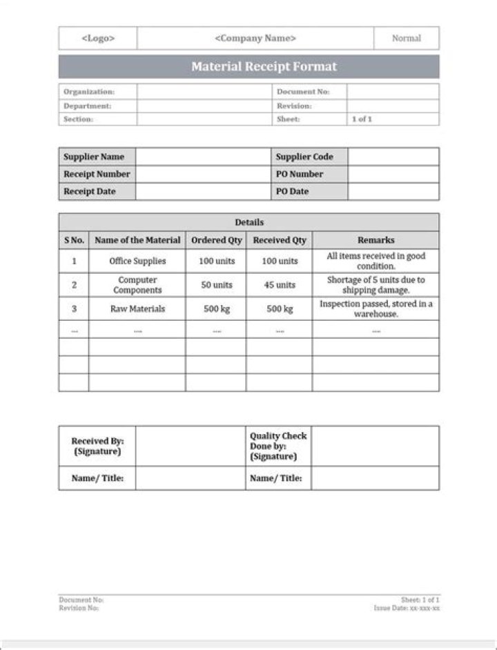 What is a material receipt