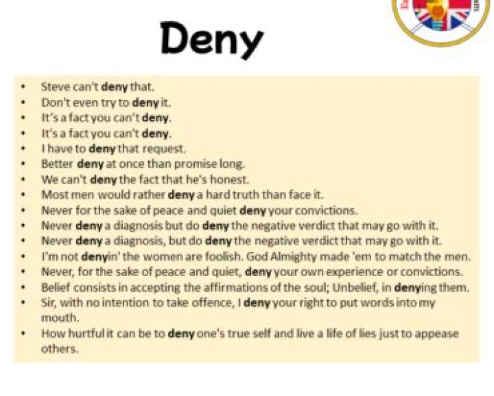 What is a sentence for deny