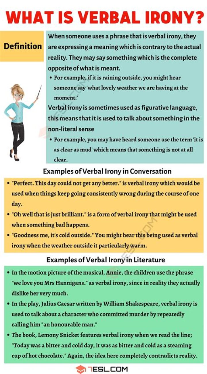 What is an example of verbal irony in literature