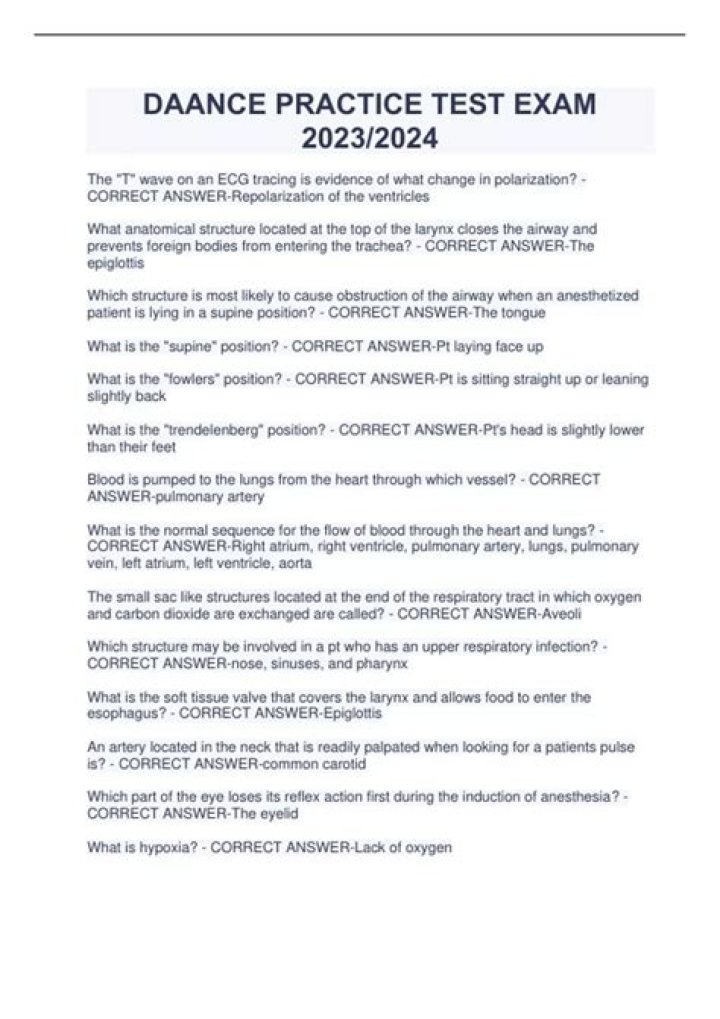 What is on the Daance exam