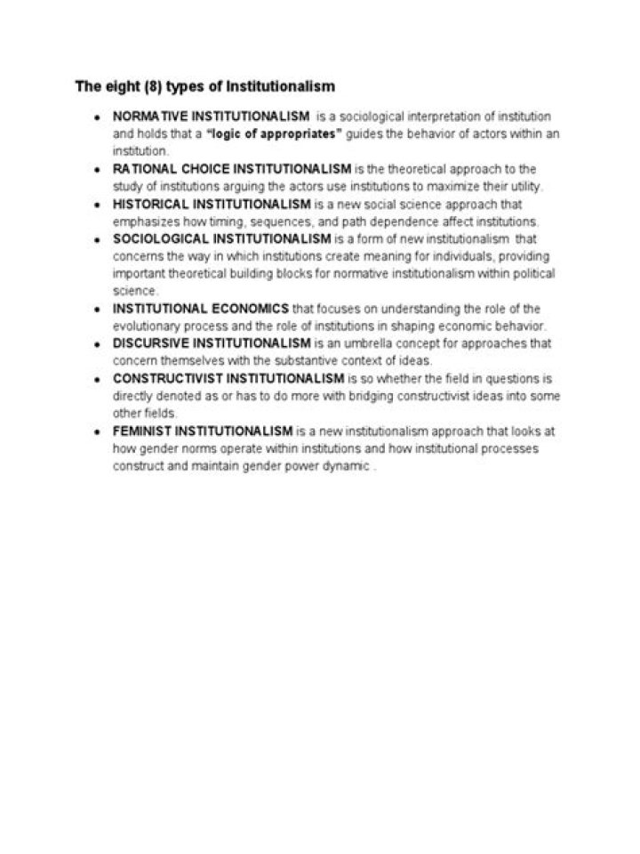What is the definition of institutionalism