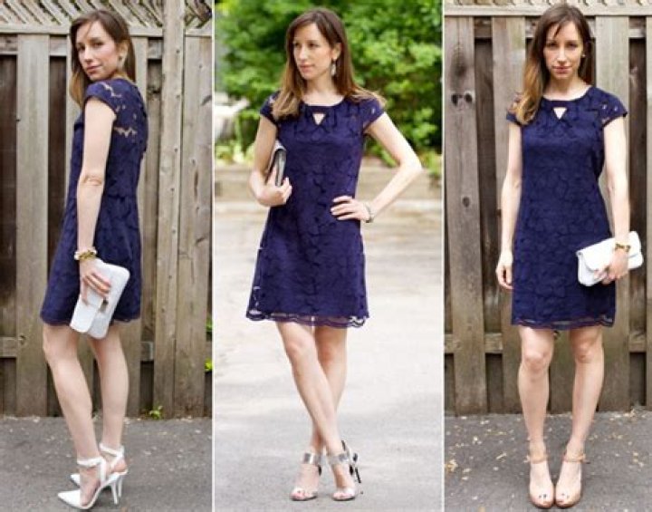What shoes go with navy lace dress