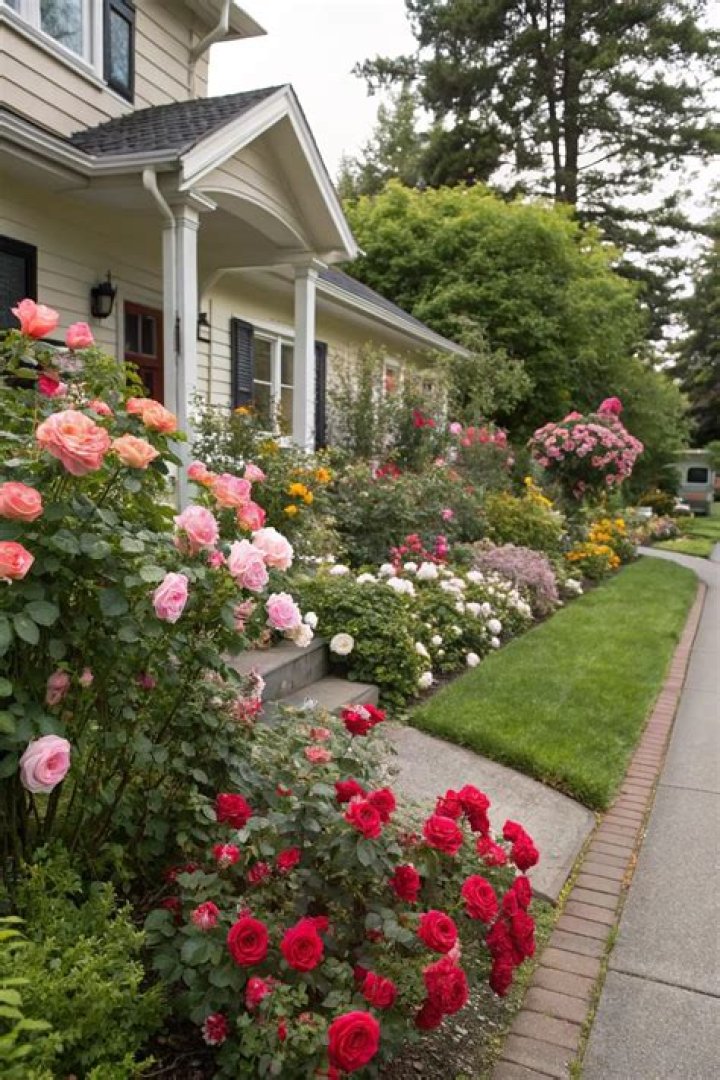 What should I plant in front of roses