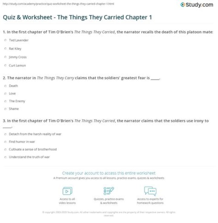 What they carried Chapter 1