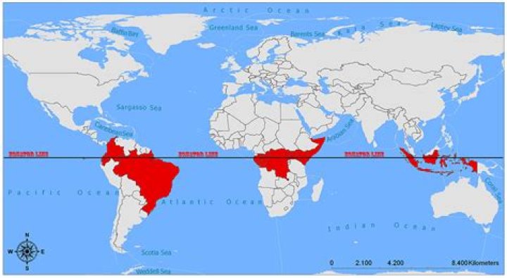 Where does the equator meet