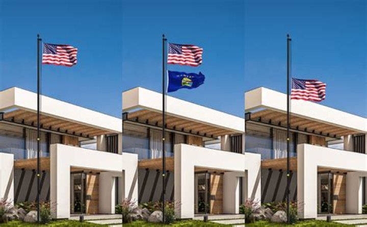 Where should a flag pole be placed on a house