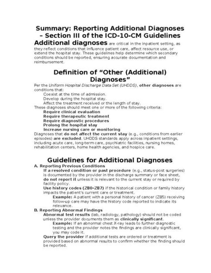 Which of the following ICD 10 CM sections includes guidelines for reporting additional diagnoses in non outpatient settings